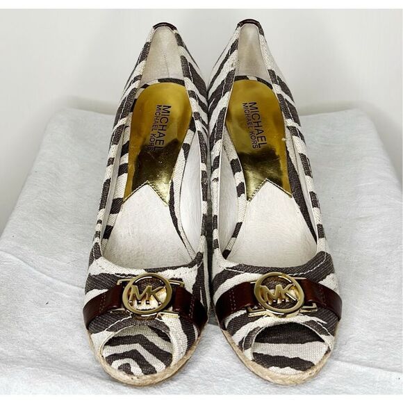 Michael Michael Kors Women's Zebra Print Wedge Platform Espadrilles Nwt Size 7.5 - Picture 2 of 5
